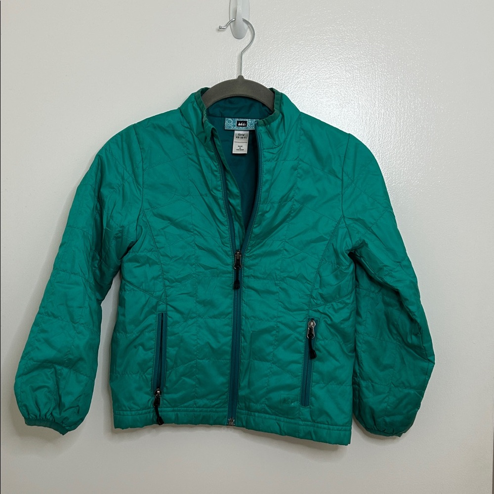 REI Girls Green Puffer Jacket Size 6-7